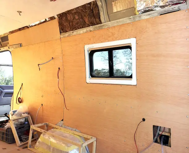 Conversion of a van into a camper van inside view